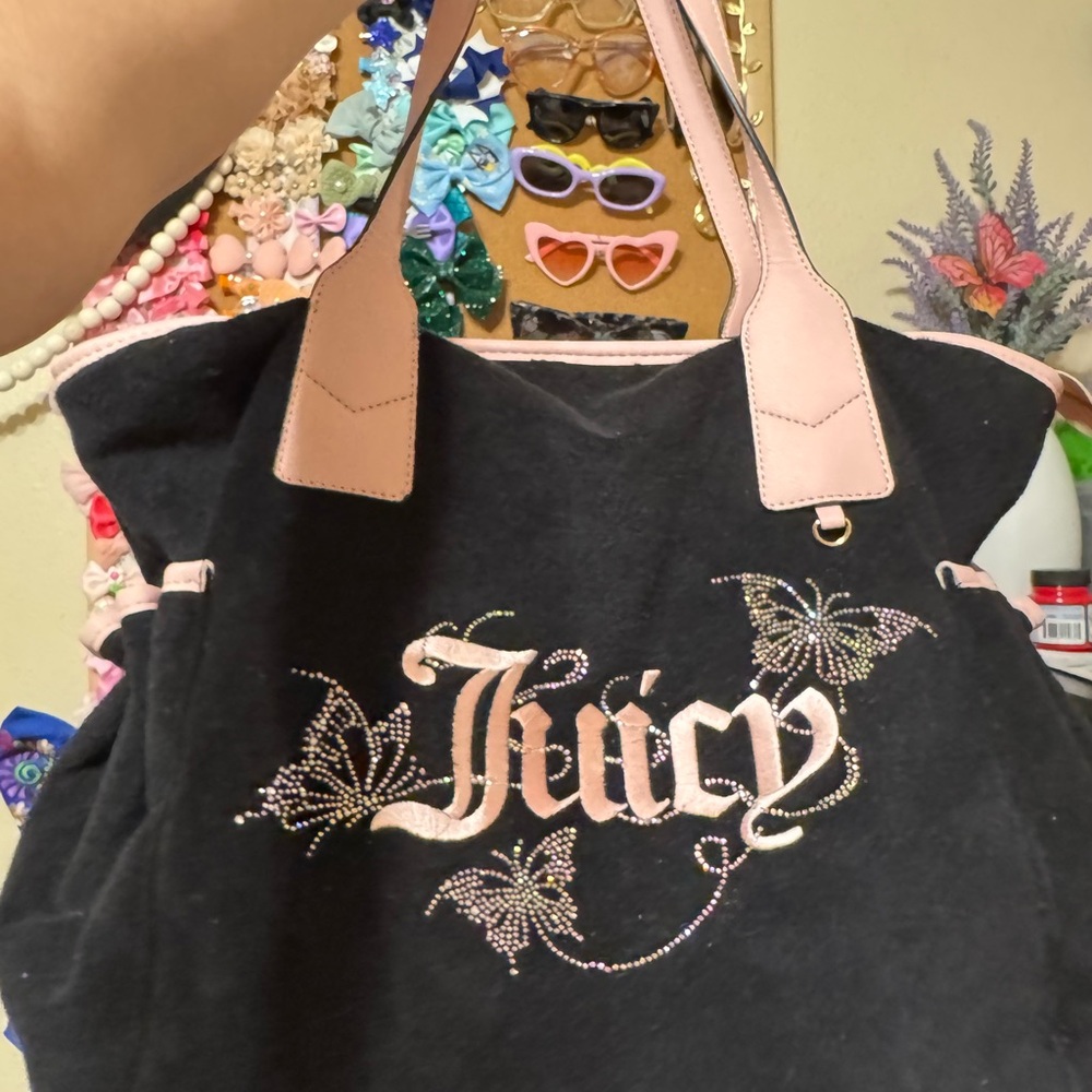 Juicy Couture Black Tote with Pink Handles